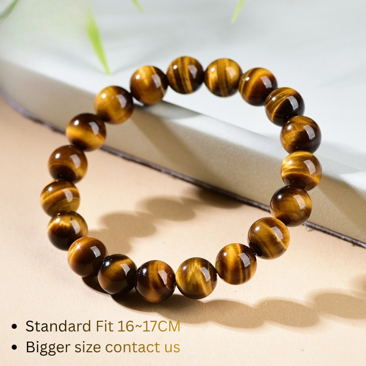 Natural Tiger Eye crystal bracelet with polished round beads