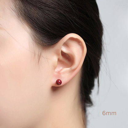 925 sterling silver cinnabar bead earrings for women