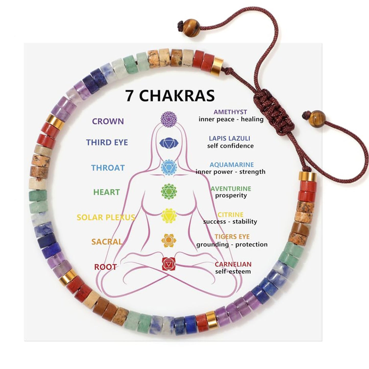 7 chakra bracelet natural stones for balance healing and positive energy