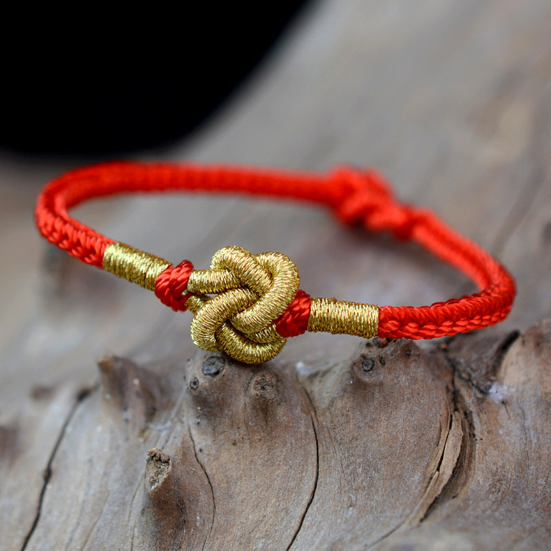 Lucky Soft Red String Gold Money Knot Bracelet -Abundance & Success