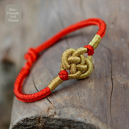 Lucky Soft Red String Gold Money Knot Bracelet -Abundance & Success