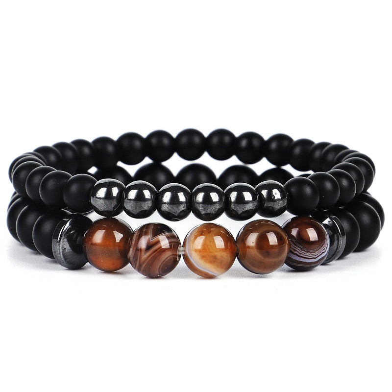 Premium Hematite & Agate Bracelets Set - Balance & Protection