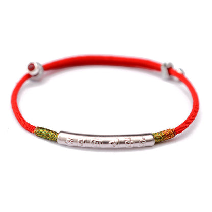 Handmade 99 Silver Mantra Tibetan Buddhist Red String Bracelet - Protection & Good Luck