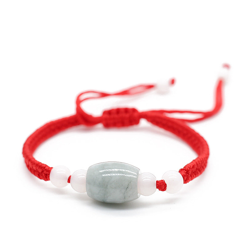 Handmade Natural Green Jade Red String Bracelet - Abundance & Good Luck
