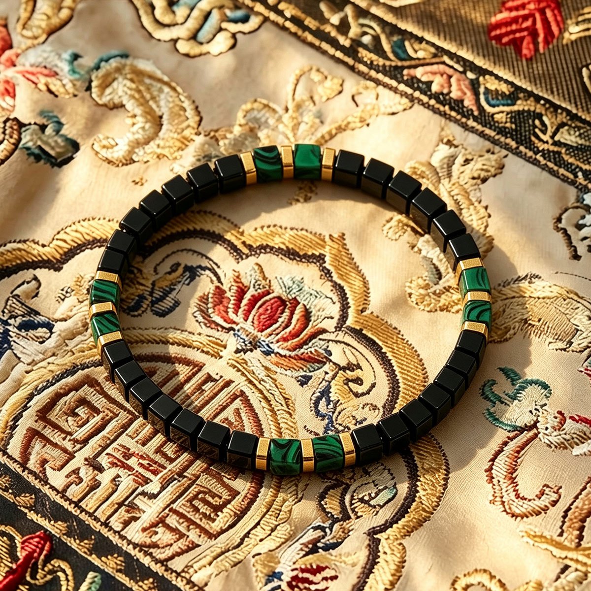 Natural Black Obsidian Gemstone Bracelet for Men