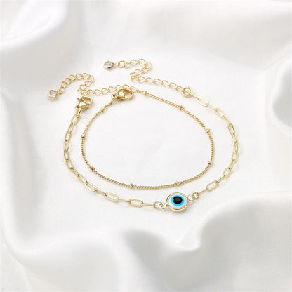 adjustable blue evil eye bracelet for women 17cm plus 5cm extension