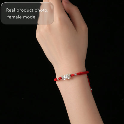Handmade Red String Pixiu Bracelet with 925 Silver – Lucky Wealth & Protection Charm