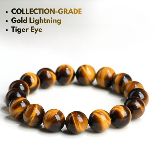 Collection Grade Gold Lightning Tiger’s Eye Bracelet – natural gemstone