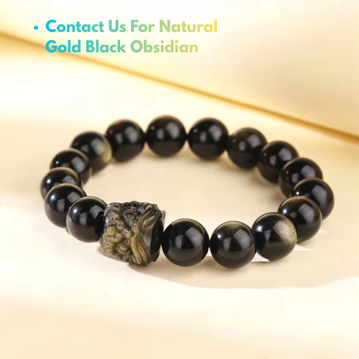 mens black obsidian spiritual protection bracelet