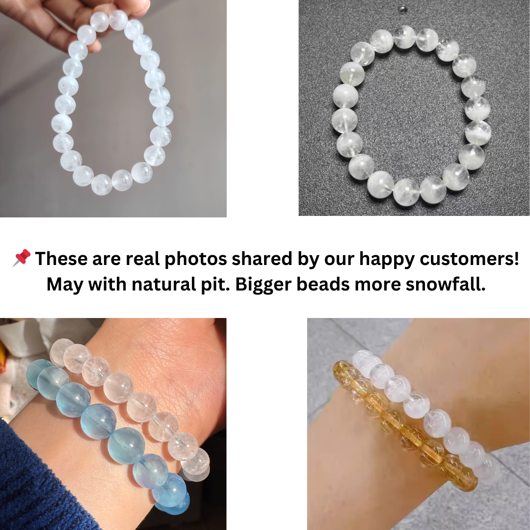 Crystal Snowfall Bracelet – Natural White Phantom Quartz Beads