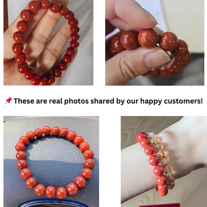 Natural Persimmon Red Agate Bracelet – Premium Quality Gemstone Beads