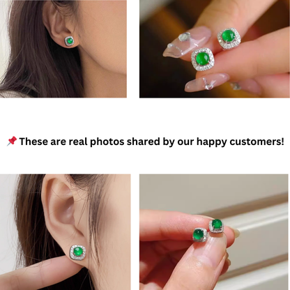 Natural Guatemala Jadeite Jade Bead Earrings with 925 Sterling Silver