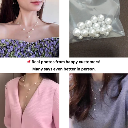 Long pearl necklace with 4mm and 8mm shell pearls – silver chain