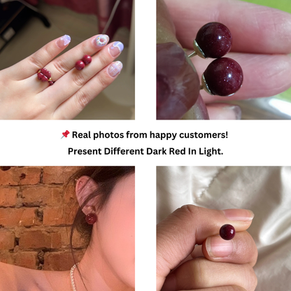 925 sterling silver cinnabar bead earrings for women