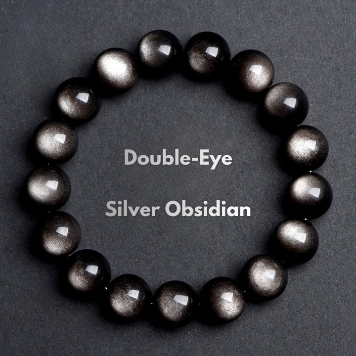 Natural Silver Sheen Obsidian Bracelet for Men and Women