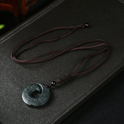 Full length view of a 25.2 inch Hetian nephrite jade necklace