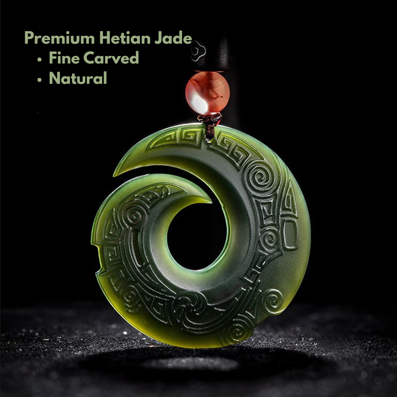 Premium Hetian jade necklace for men with hand carved natural nephrite pendant