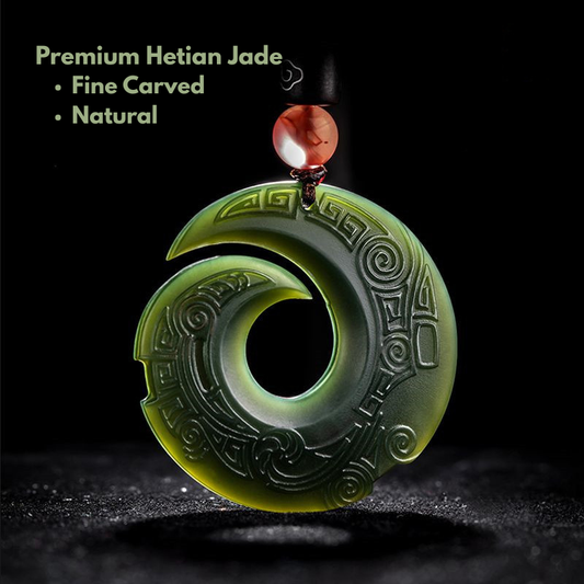 Premium Hetian jade necklace for men with hand carved natural nephrite pendant