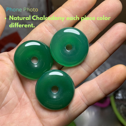 Green Chalcedony Donut Necklace Natural Crystal Pendant