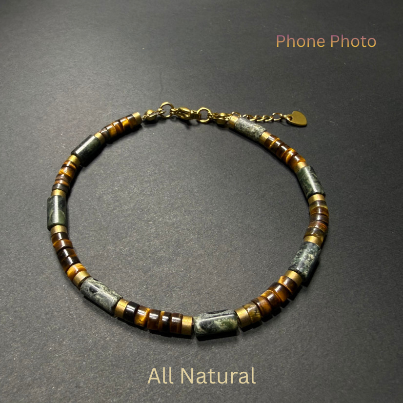 Natural Lapis Lazuli Bracelet for Men Flat Lay
