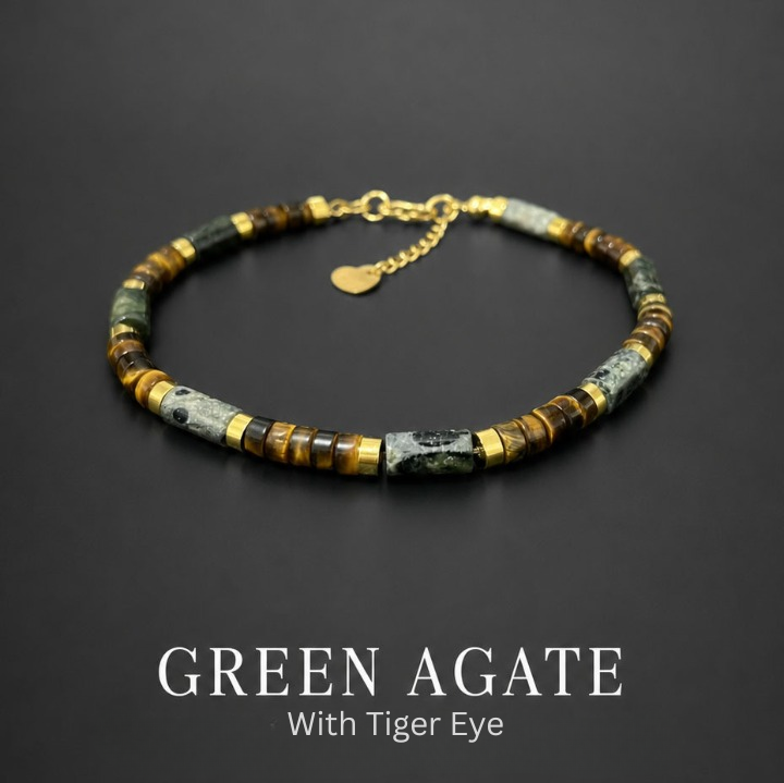 Genuine Lapis Lazuli and Tiger Eye Bracelet for Men