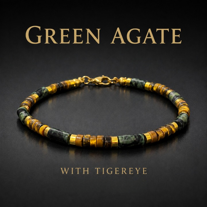 Natural Lapis Lazuli Bracelet for Men with Tiger Eye Gemstones