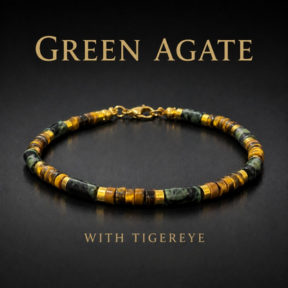 Natural Lapis Lazuli Bracelet for Men with Tiger Eye Gemstones