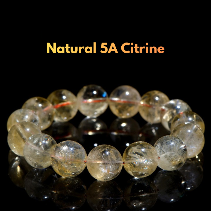 Natural 5A Citrine beaded bracelet with golden yellow gemstone beads