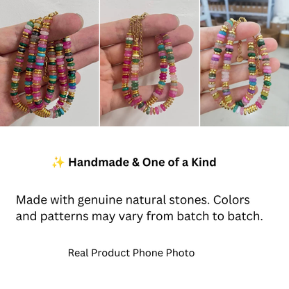 Close-up of natural 7 chakra gemstone beads color variant