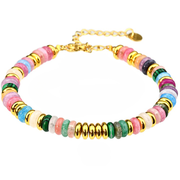 Natural 7 chakra crystal bracelet on white background