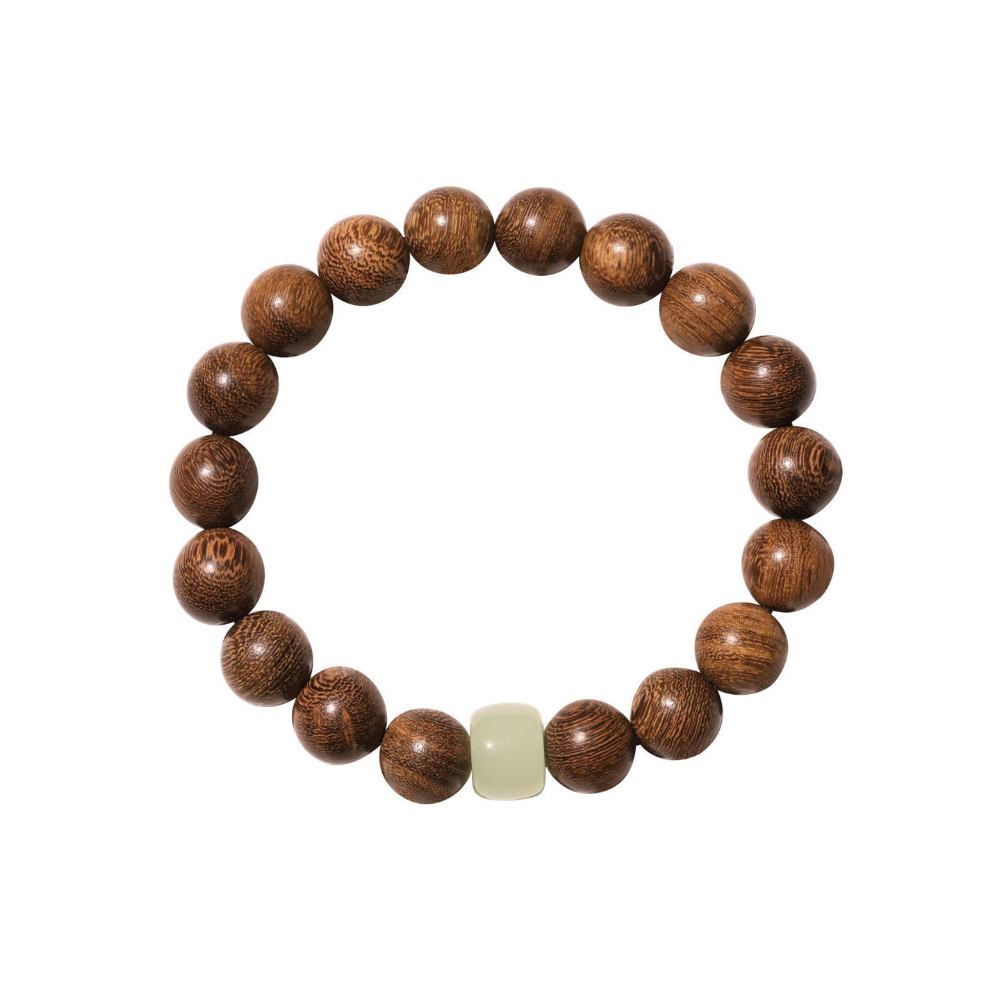 Natural Golden Sandalwood bead bracelet with genuine Hetian Jade bead