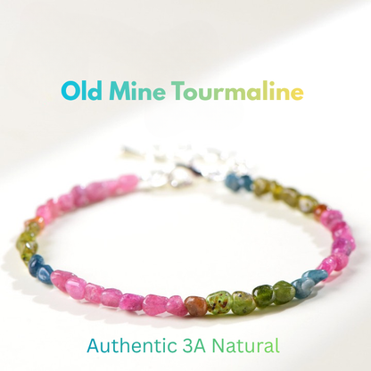 Natural Old Mine Tourmaline Bracelet with Multi-Color Gemstones