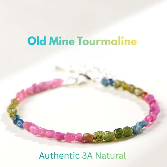 Natural Old Mine Tourmaline Bracelet with Multi-Color Gemstones