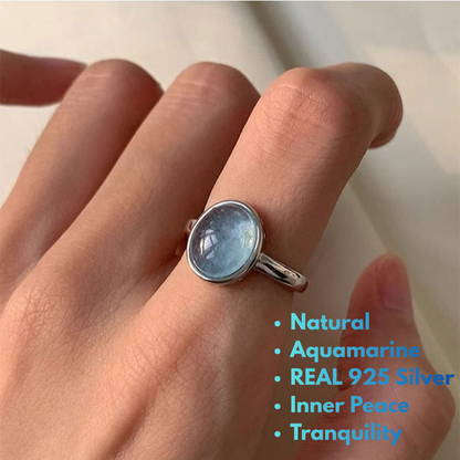 natural aquamarine sterling silver ring for women inner peace and tranquility jewelry