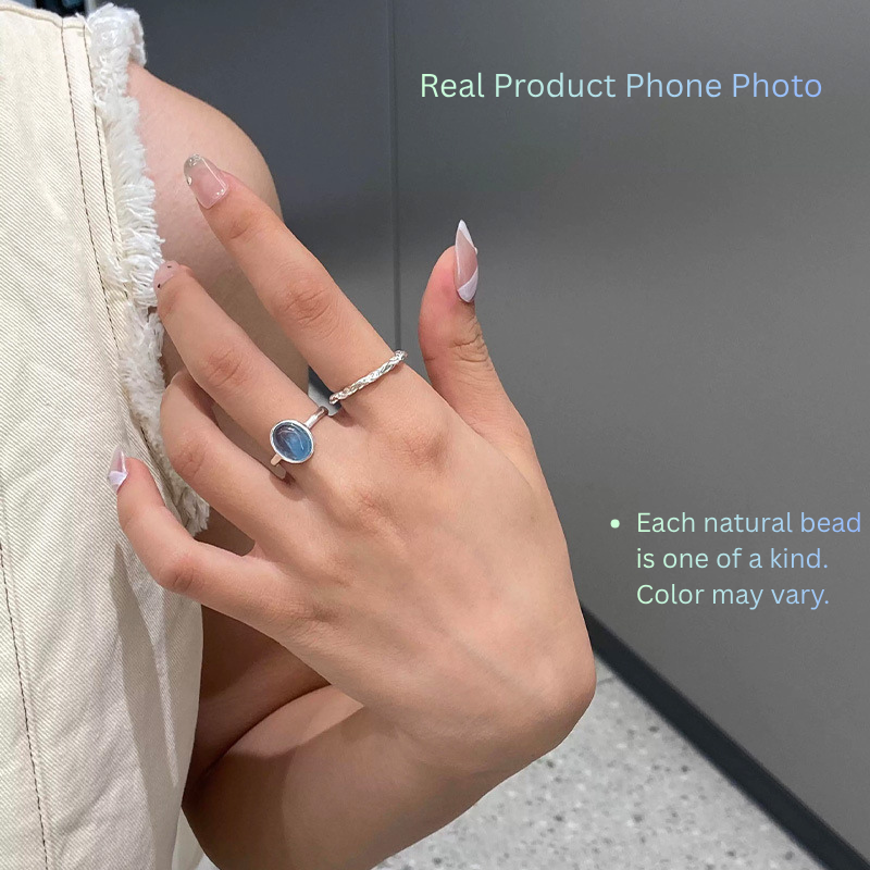 blue gemstone aquamarine 925 silver ring handcrafted minimalist design
