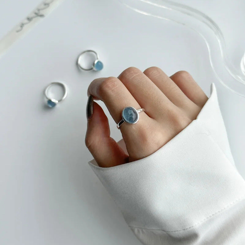 natural aquamarine sterling silver ring for women inner peace and tranquility jewelry