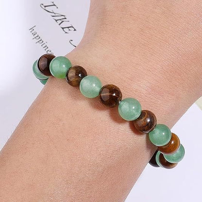 Aventurine and Tiger Eye Gemstone Bracelet on Wrist