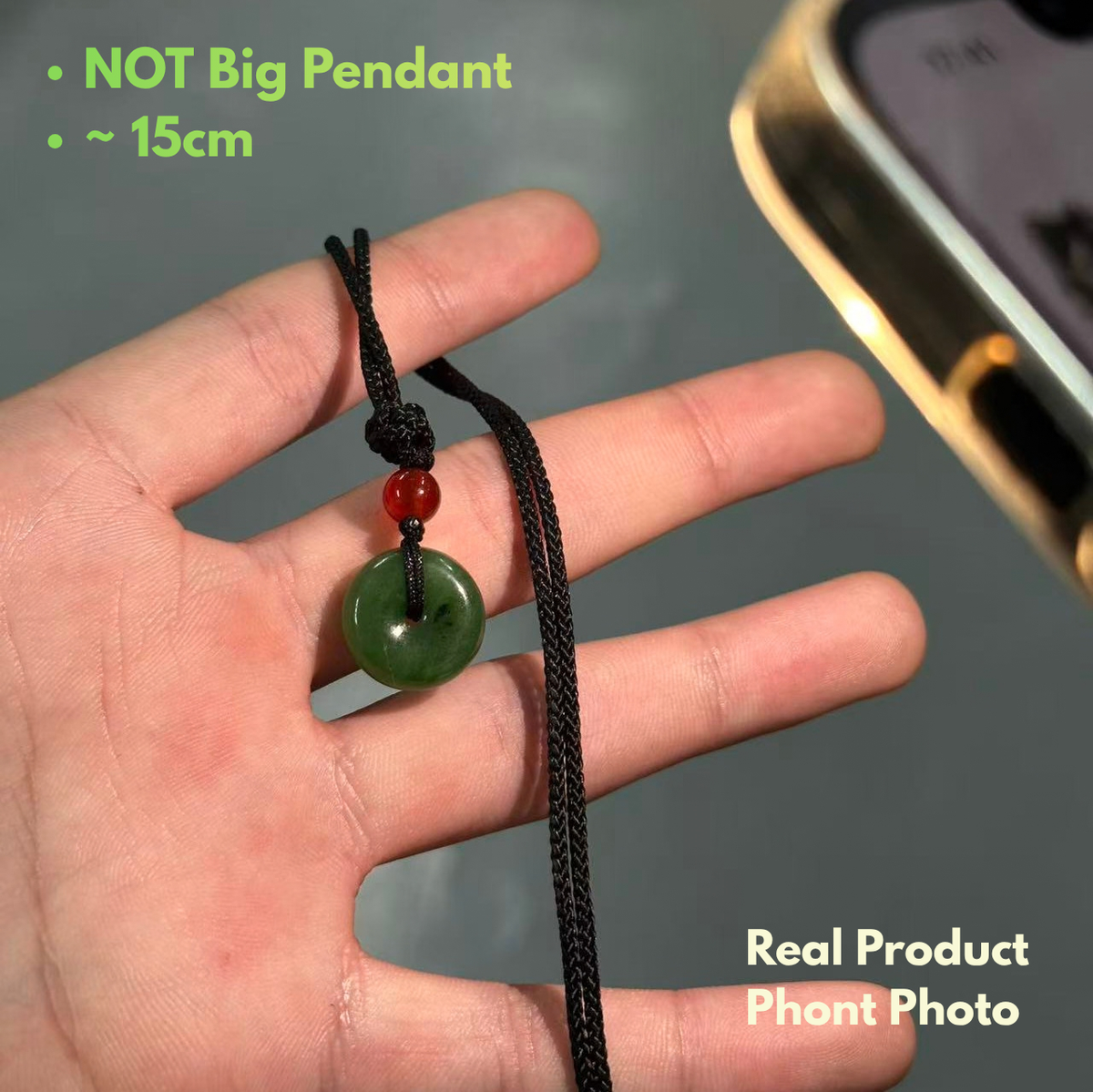 15mm Hetian Jade Pi Disc Pendant Size Reference