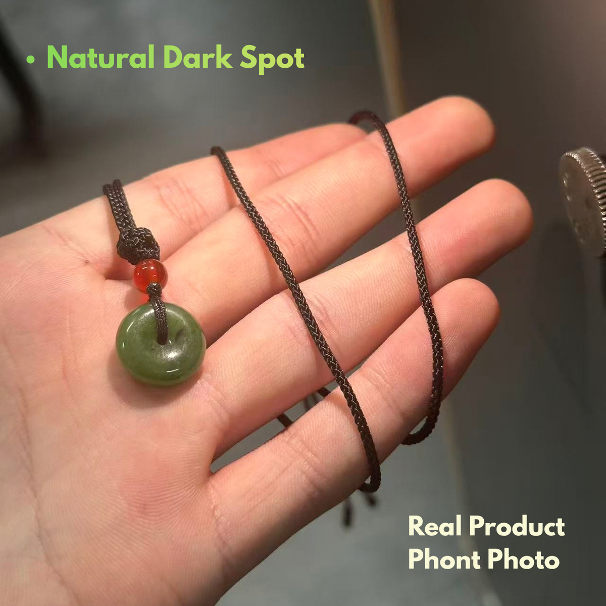 Natural Hetian Jade Donut Pendant Necklace