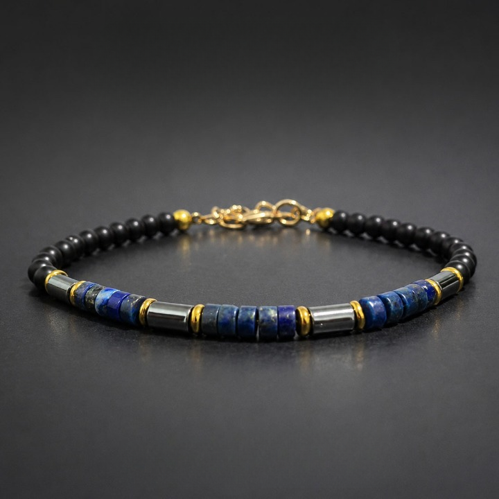 Close-up of genuine natural Lapis Lazuli gemstones with rich royal blue color