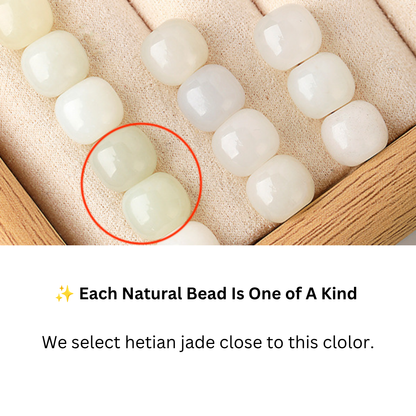 Close-up of genuine natural Hetian Jade beads