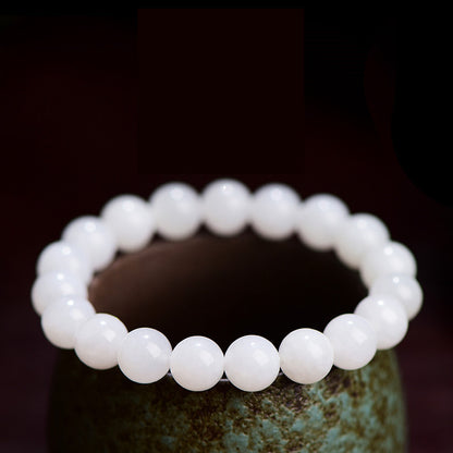 Certified Pure Elegance White Hetian Jade Bracelet - Harmony & Balance