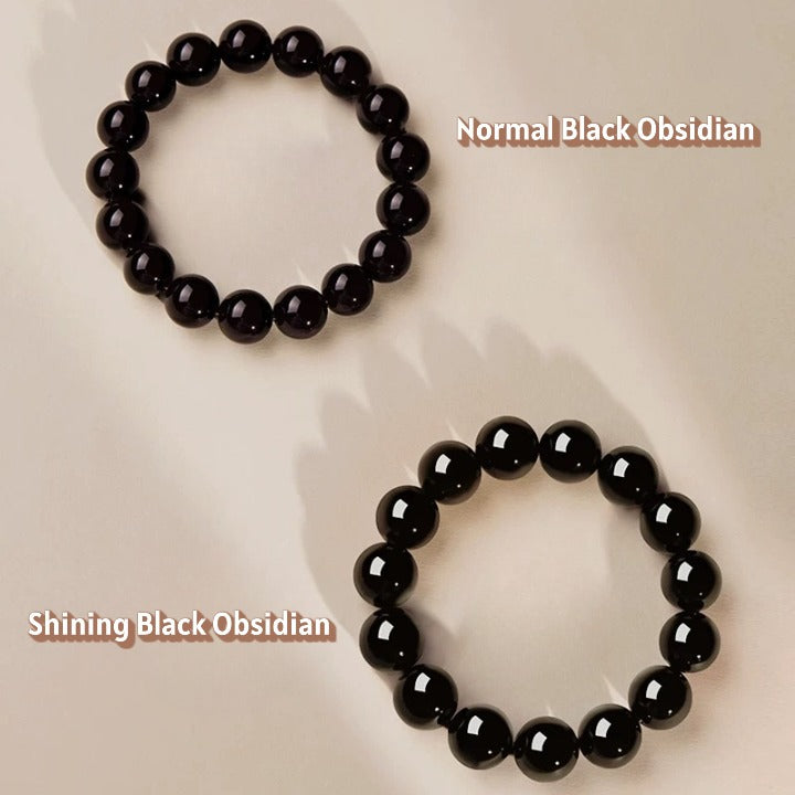 Genuine Obsidian Crystal Beads Bracelet Unisex Design