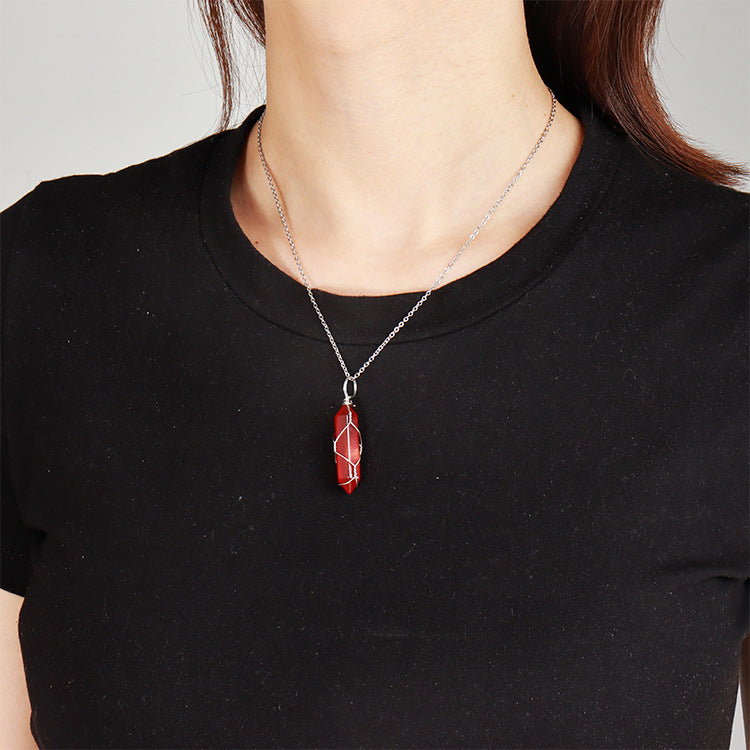 Carnelian Raw Stone Necklace - Vitality, Courage, and Motivation