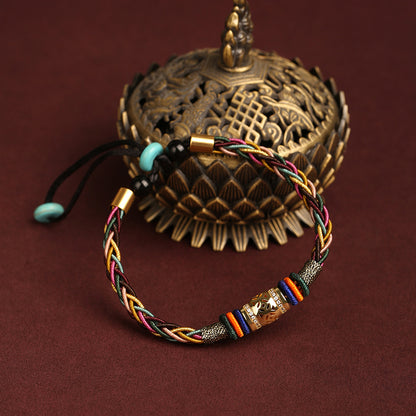 Tibetan Buddhist 8-Strand Handmade Bracelet – Lucky Turn Bead