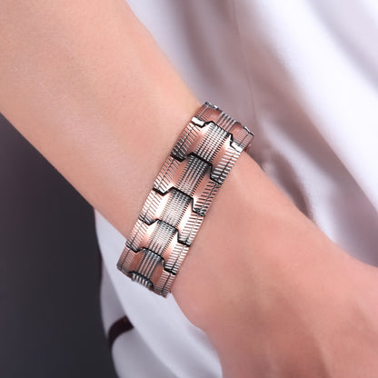 Men’s 3-Row Magnetic Pure Red Copper Bracelet