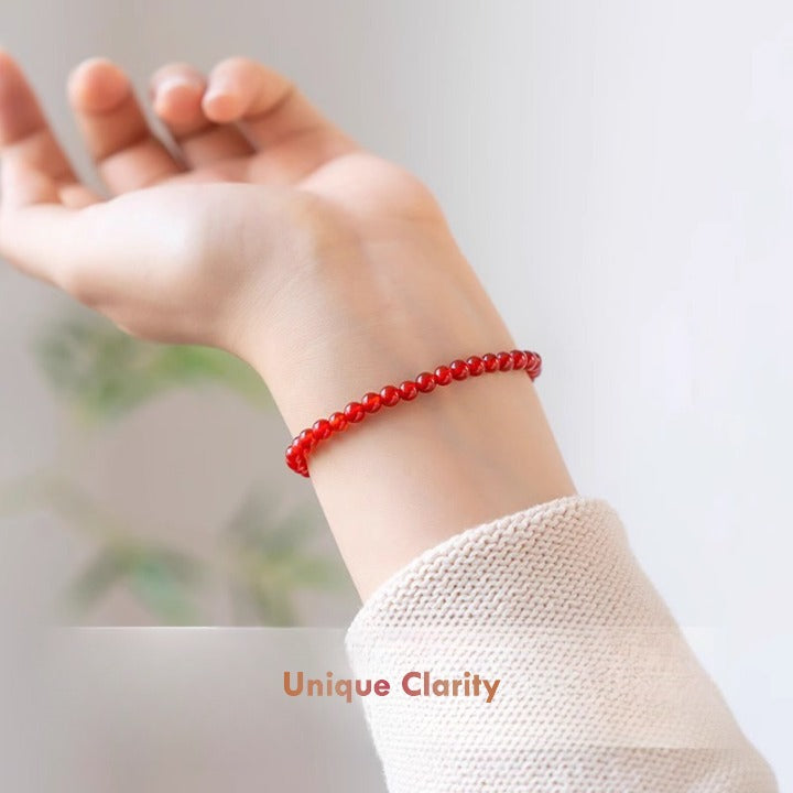 Ice-Transparent Carnelian Bracelet – 4mm Natural Red Agate Beads