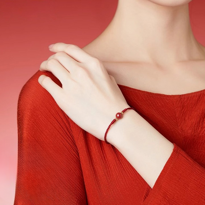 High-Content Cinnabar Red String Bracelet – Handmade Luck & Protection