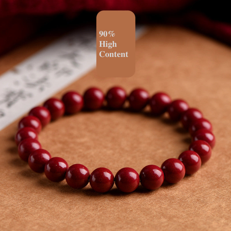 Pure Hand Polished Classic 90% High Content Cinnabar Bracelet - Enhance Energy & Well-being