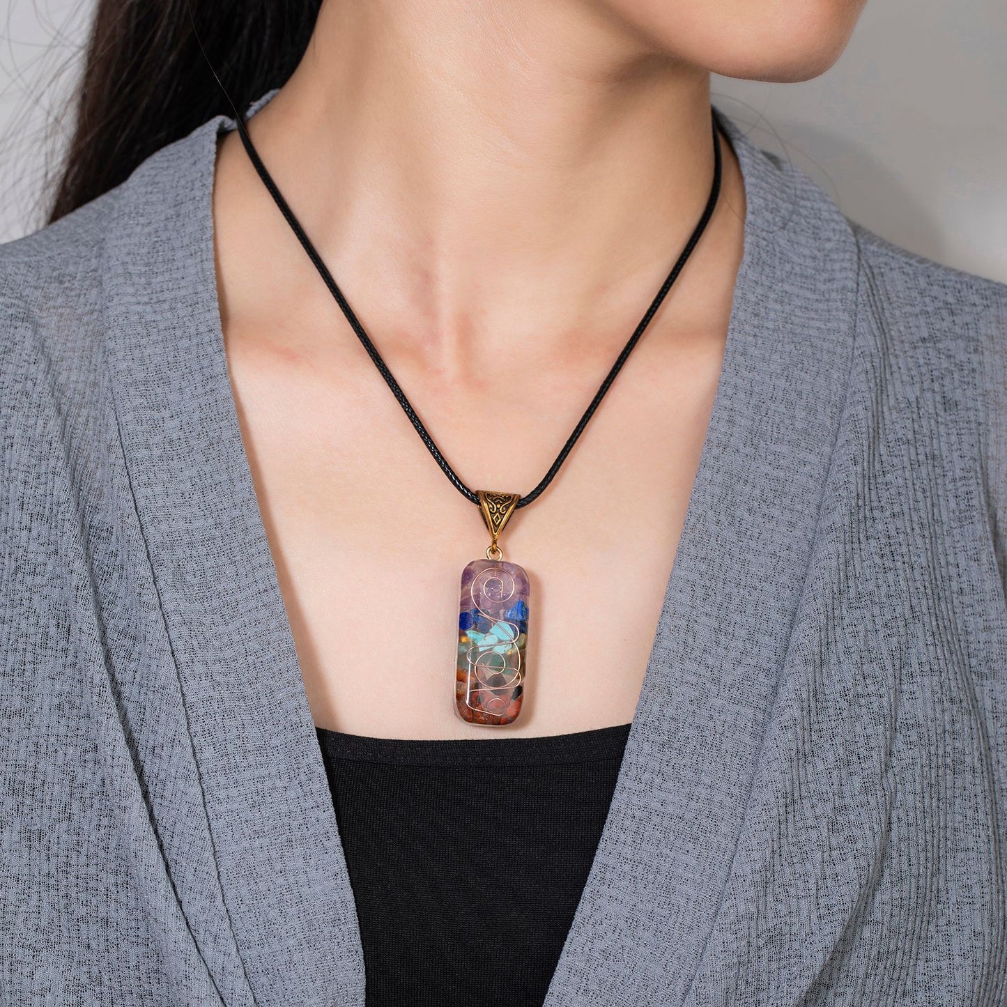 Orgonite 7 Chakra Stones Necklace - Healing & Protection